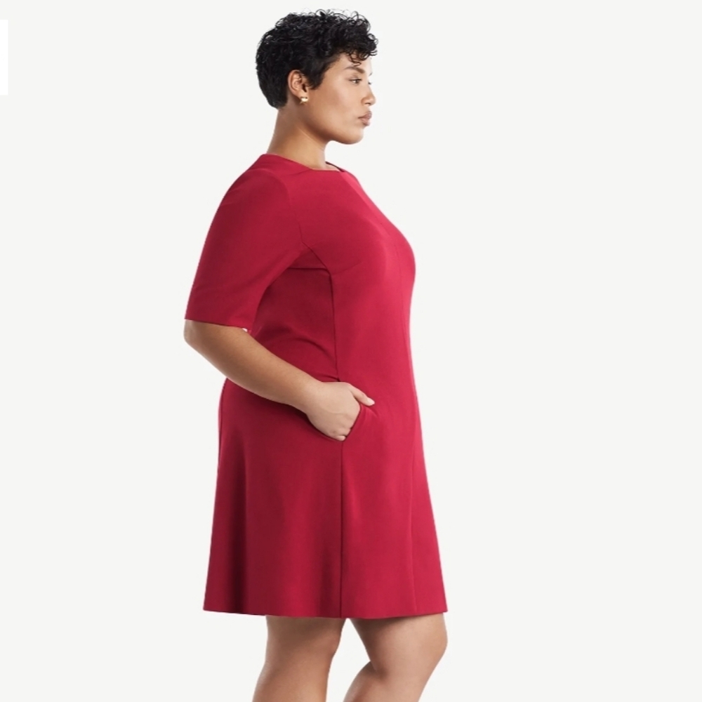 MM. LAFLEUR The Emily Dress Red Knee Lemgth Short Sleeve - Picture 4 of 5